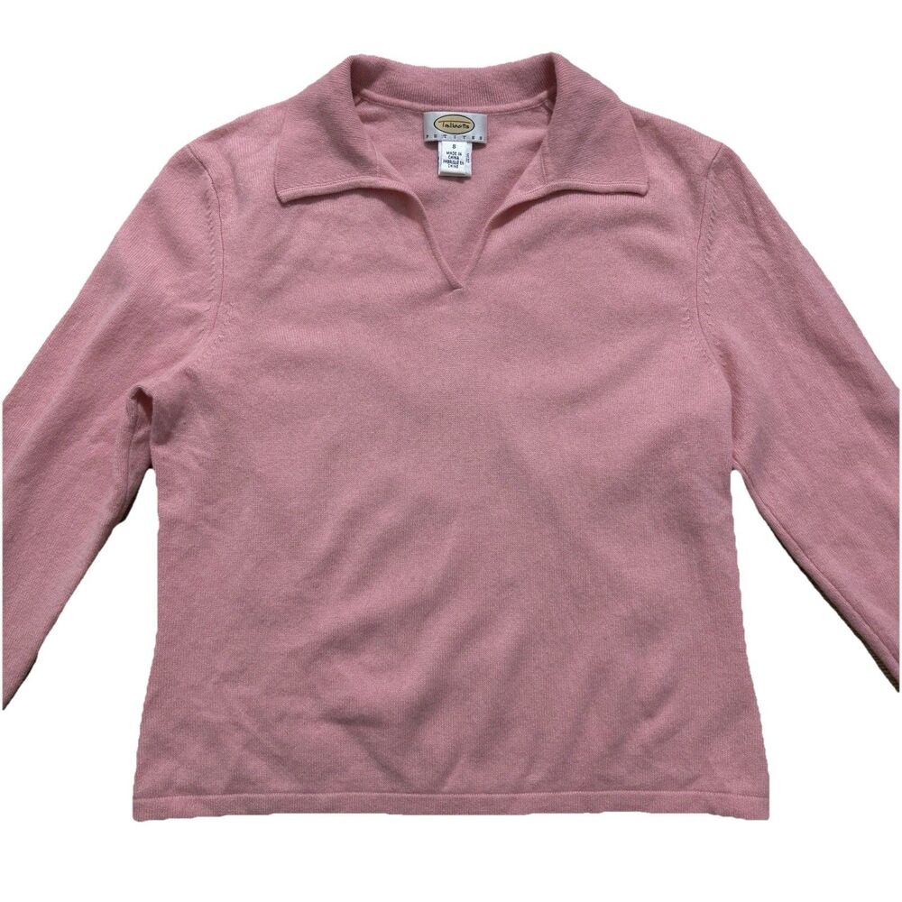 Talbots Small Pink Cashmere Sweater, Henley, Polo Neck, Collared